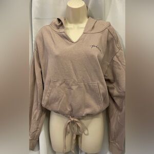 LOVED VS Pink - Cropped Hoodie - Nude Tan - Medium